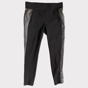 Worthington Womens Black Pants Faux Leather Stripe Medium Pull On Ankle